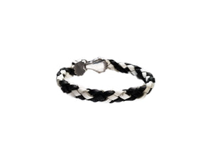 Black and white Leather with a Stainless Steal Closure Bracelets( SSLB-N005 )