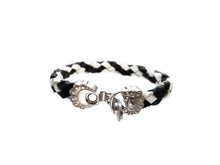 Load image into Gallery viewer, Black and white Leather with a Stainless Steal Closure Bracelets( SSLB-N005 )