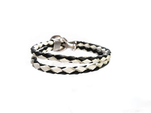 Stainless Steel Black and white Leather Bracelets( SSLB-N004 )