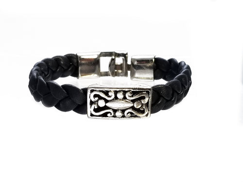 Stainless Steel Black or Brown Leather Bracelets( SSLB-N003 )