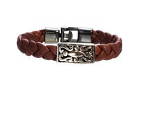 Load image into Gallery viewer, Stainless Steel Black or Brown Leather Bracelets( SSLB-N003 )