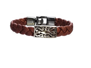 Stainless Steel Black or Brown Leather Bracelets( SSLB-N003 )