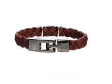 Load image into Gallery viewer, Stainless Steel Black or Brown Leather Bracelets( SSLB-N003 )