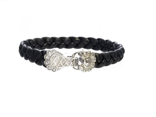 Stainless Steel Black Leather Bracelets( SSLB-N001 )