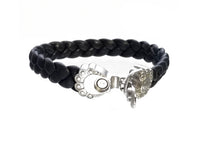 Load image into Gallery viewer, Stainless Steel Black Leather Bracelets( SSLB-N001 )