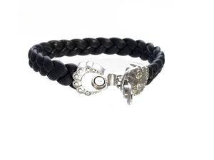 Stainless Steel Black Leather Bracelets( SSLB-N001 )