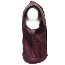 Load image into Gallery viewer, Burgundy Genuine Leather Vest Snap Button Closure