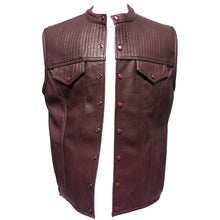 Load image into Gallery viewer, Burgundy Genuine Leather Vest Snap Button Closure