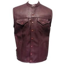 Load image into Gallery viewer, Burgundy Genuine Leather Vest Snap Button Closure