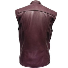 Load image into Gallery viewer, Burgundy Genuine Leather Vest Snap Button Closure