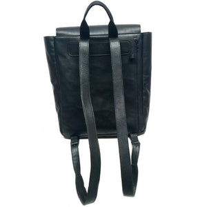 Unisex Black Genuine Leather Backpack