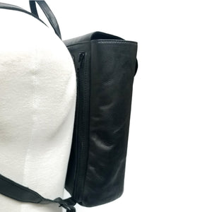 Unisex Black Genuine Leather Backpack