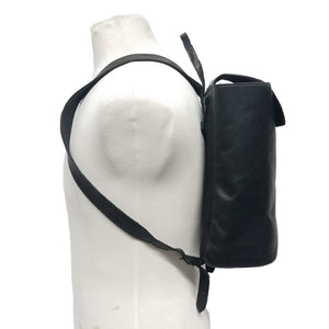 Unisex Black Genuine Leather Backpack