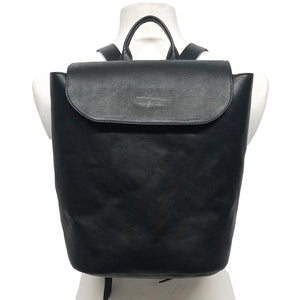 Unisex Black Genuine Leather Backpack