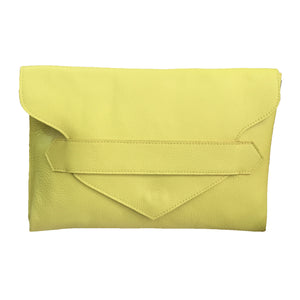 Neon Green Genuine Leather Clutch Purse