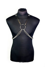 Load image into Gallery viewer, Black Leather with Bike Chain Harness