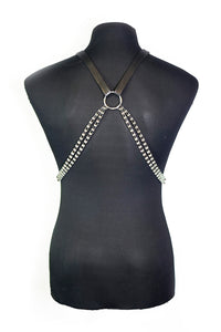 Black Leather with Bike Chain Harness