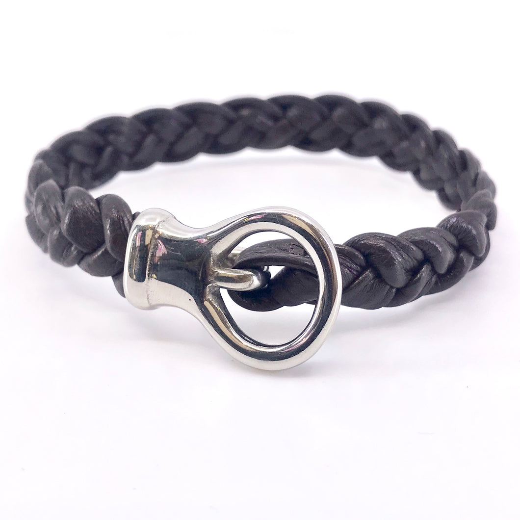 Simple Hand Braided Genuine Leather and Stainles Steel Clasp