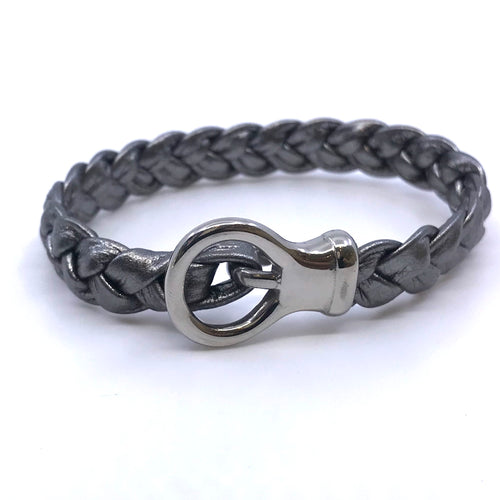 Simple Hand Braided Genuine Leather and Stainles Steel Clasp
