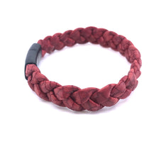 Load image into Gallery viewer, Simple Hand Braided Genuine Leather Bracelet with Stainless Steel Sliding Clasp