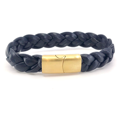 Simple Hand Braided Genuine Leather Bracelet with Stainless Steel Sliding Clasp
