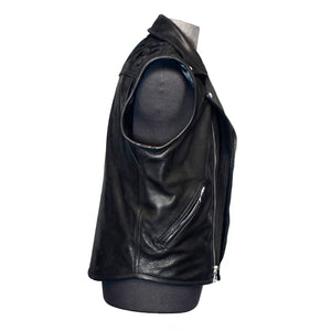 Men's Black Biker Leather Vest