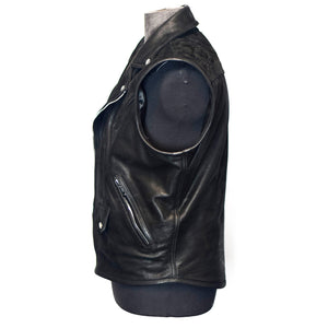 Men's Black Biker Leather Vest