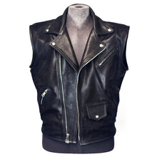 Load image into Gallery viewer, Men&#39;s Black Biker Leather Vest