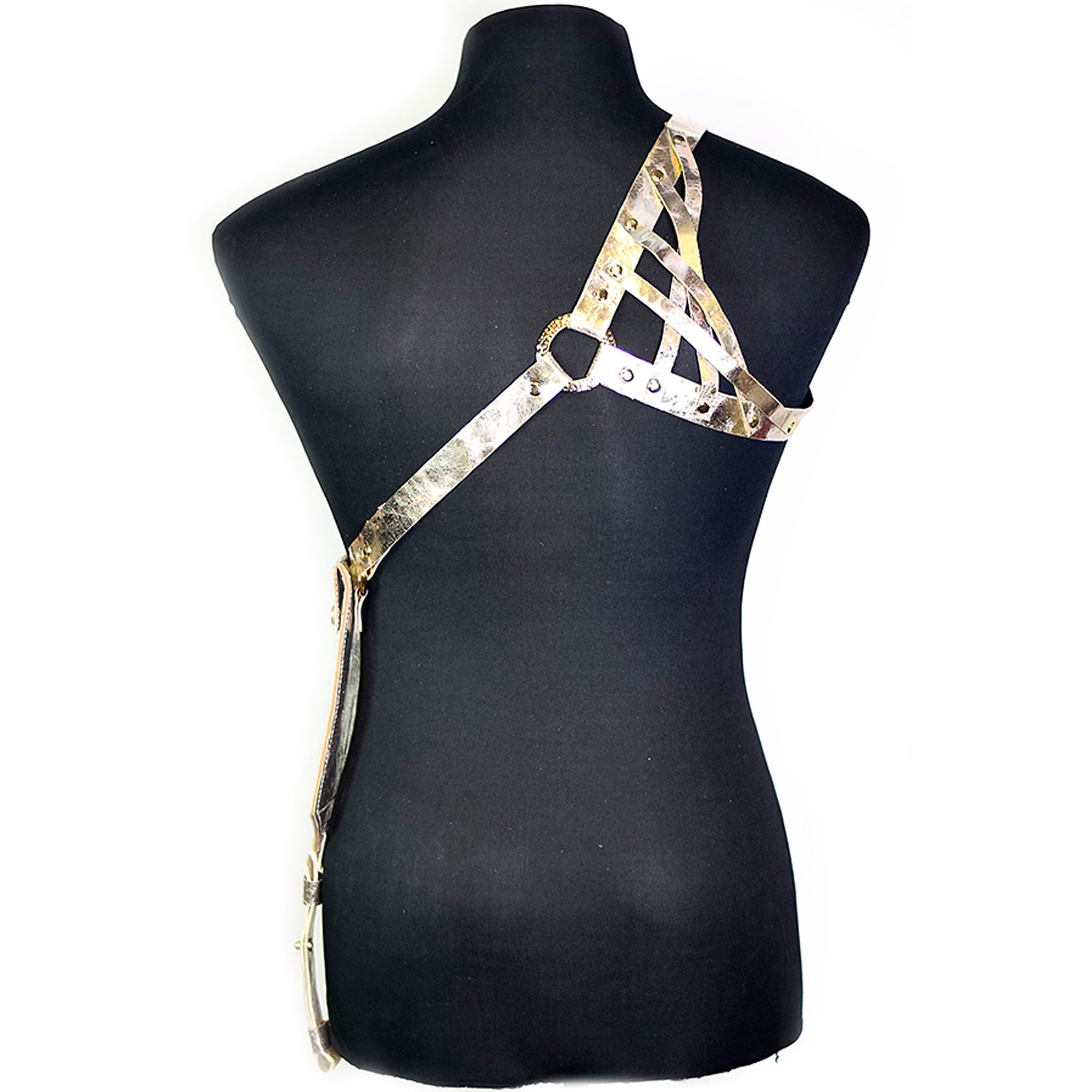 Metallic Gold Harness with Phone Pocket Chest Harness