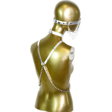 Load image into Gallery viewer, Metallic Silver Harness with Silver Bike Chain Chest Harness, Leather Harness, Head Harness and Choker(HHCCH001)