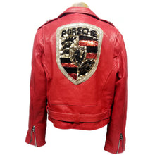 Load image into Gallery viewer, Female Cherry Red Leather Jacket,