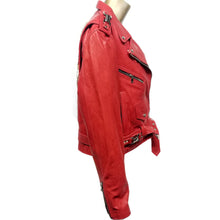 Load image into Gallery viewer, Female Cherry Red Leather Jacket,