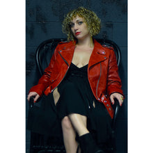 Load image into Gallery viewer, Female Cherry Red Leather Jacket,