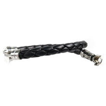 Load image into Gallery viewer, Stainless Steel Black Braided Leather Bracelets with Silver Snake End Tips