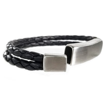 Load image into Gallery viewer, Stainless Steel Black Two Strand Braided Leather Bracelets