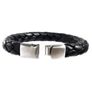 Hand Braided Genuine Leather Bracelet with Stainless Steel Magnetic Clasp
