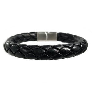 Hand Braided Genuine Leather Bracelet with Stainless Steel Magnetic Clasp