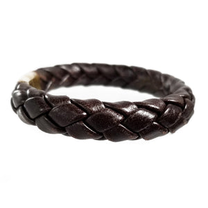 Hand Braided Genuine Leather Bracelet with Stainless Steel Magnetic Clasp