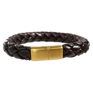 Hand Braided Genuine Leather Bracelet with Stainless Steel Magnetic Clasp