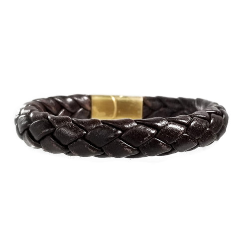 Hand Braided Genuine Leather Bracelet with Stainless Steel Magnetic Clasp