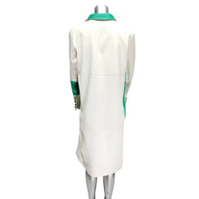 Load image into Gallery viewer, Genuine Vanilla White with Jade Green Leather Long Coat.