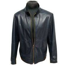Load image into Gallery viewer, Men&#39;s Navy Blue Lamb Leather Jacket,