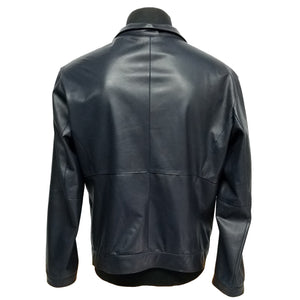 Men's Navy Blue Lamb Leather Jacket,