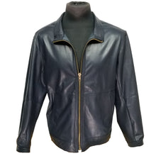 Load image into Gallery viewer, Men&#39;s Navy Blue Lamb Leather Jacket,