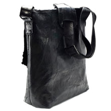 Load image into Gallery viewer, Black Genuine Lamb Leather Messenger Bag